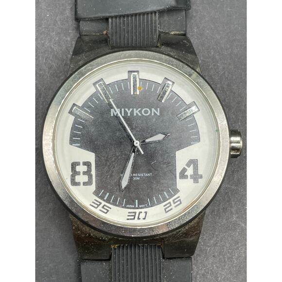 Miykon Men's Quartz Sport Style Watch Rubber Strap Black 47.6mm B2A38-3061 - Picture 1 of 11